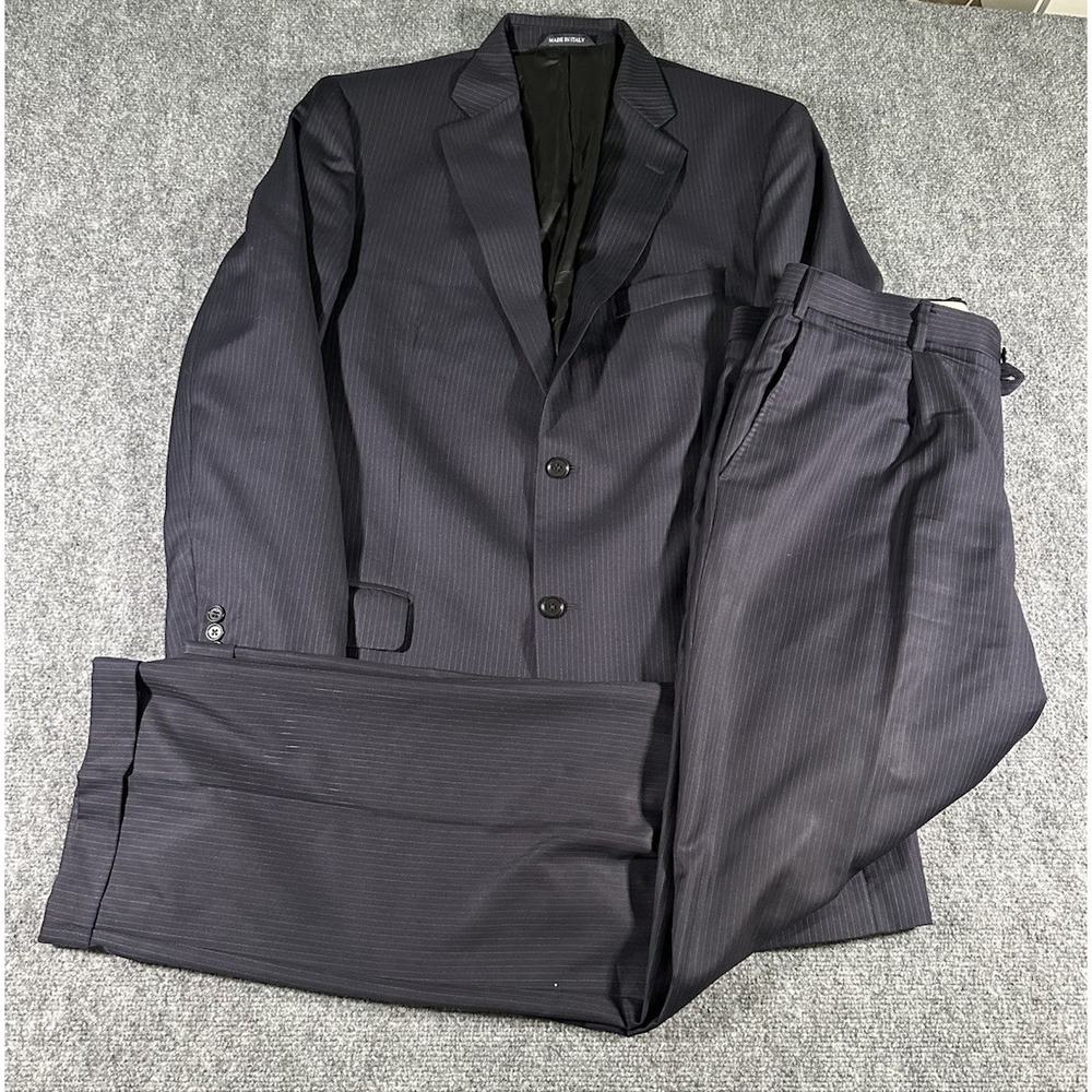 Roberto Zanieri REDA Men Suit Blue Pinstripe 44R Blazer 38x31 Slacks Made Italy